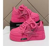 Zapatos de mujer transpirables negro rosa zapatos casuales cómodos zapatillas de deporte de fondo suave zapatos de plataforma con cordones para mujer 40 blanco