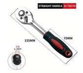 Llave de trinquete de 1/4 y 3/8 pulgadas, llave de tubo de trinquete con accionamiento de 24 dientes, herramienta manual multifunción, llave de mango de trinquete plata