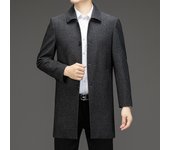 Abrigo de lana con solapa suelta y largo medio para hombre, cortavientos de cachemira para otoño e invierno, abrigo informal de negocios para papá de mediana edad 170