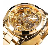 Reloj mecánico automático impermeable hueco con correa de acero para hombre, estilo europeo y americano, moderno e informal