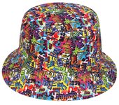 Sombrero de pescador de algodón de verano de doble cara se puede usar Unisex Graffiti impreso pescador sombrero Hip Hop al aire libre sombrero para el sol negro