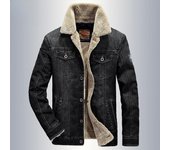 Chaqueta acolchada de algodón con solapa para hombre, de talla grande, para otoño e invierno, chaqueta cálida, chaqueta vaquera acolchada de algodón 7XL negro