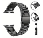 Correa de metal de lujo para Apple Watch Ultra 49 mm 8 7 45 mm 41 mm Pulsera de reloj inteligente de acero inoxidable para iWatch 6 5 4 3 SE 44 mm 42 mm 40 mm 38mm or 40mm negro