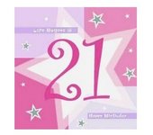 Amscan Servilletas Shimmer 21 cumpleaños (Paquete de 16) One Size color rosa/blanco