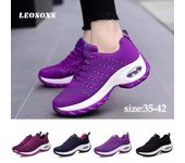 Zapatillas de deporte para mujer, zapatillas deportivas de correr de malla para caminar, zapatos deportivos para bailar, calzado transpirable con cojín de aire para exteriores, zapatillas con cordones 35 negro