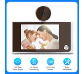 Timbre Visor de mirilla Cámara de puerta digital de 3,5 pulgadas LCD de 120 ° 2 millones de píxeles HD Monitor de timbre de puerta tipo ojo de gato negro