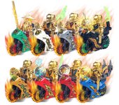 Figuras de acción de películas doradas en miniatura con bloques de construcción de motocicletas, juguetes, modelos de ladrillos, regalos de Navidad para niños No Box