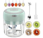 Machacador de ajo eléctrico portátil de 250 ml, multifunción, para carne, mini picadora de ajo y verduras, con carga USB