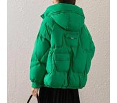 Nueva chaqueta holgada con capucha de estilo extranjero de invierno, chaqueta acolchada de algodón para mujer, Popular M verde