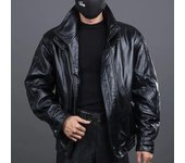 Abrigos de cuero de vaca para hombre, chaquetas de cuero genuino con cuello levantado, abrigo de piloto con bolsillos y cremallera, holgados, de algodón, para invierno 6XL