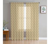 Cortinas de tul con diseño geométrico vintage degradado para sala de estar, cocina, modernas cortinas de gasa. 135W x 114H(cm)
