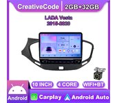 Radio Multimedia con botón para coche, Radio Multimedia con Carplay, Audio estéreo 2Din, vídeo Android, 2 + 32GB, 10 pulgadas, para LADA Vesta 2015 - 2020