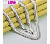 Plata de ley 925 16/18/20/22/24 pulgadas 6 mm cadena de serpiente plana collar joyería 40cm