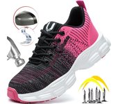 Zapatos de seguridad transpirables para mujer, zapatillas con punta de acero, antigolpes y antiperforación, botas de seguridad para trabajo al aire libre para mujer, zapatos de trabajo ligeros para mujer 35 negro
