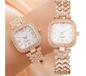 Relojes de cuarzo de lujo para mujer, relojes de pulsera de moda con diseño de diamantes para mujer, los mejores relojes de regalo para esposa, familia y amigos oro