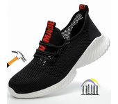 Zapatos de seguridad de verano, zapatos de trabajo negros con punta de hierro, zapatos de trabajo ligeros antipinchazos, zapatillas de trabajo de seguridad transpirables para hombres y mujeres 35