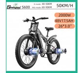 Shengmilo 2000W  Motor Electric Bicycle with 17.5AH SAMSUNG Battery 26 Inch Wide Tire upto 50km/h Bicycle grey gris