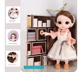 Mini muñeca articulada móvil de 16CM para niñas, juguete 3D con ojos grandes, trajes completos de princesa, colección de vestidos, regalo para niños azul