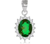 Les Trésors De Lily [Q8851] - Pendentif argent 'Victorina' vert blanc argenté (rhodié) - 13x11 mm verde