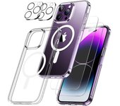 Coque pour iPhone 15 PRO MAX et 2 Verres Trempé écran et 2 Protections Caméra - Cercle magnétique intégré Phonillico®