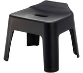Silla de baño con gancho Yamazaki Jitsugyo 5384, color negro, ancho 34 x profundidad 32 x alto 29 cm, transpirable y fácil de secar aprox.. (Asiento Aprox.. 25cm) negro