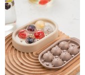 Bandeja de cubitos de hielo de silicona de cocina Molde de bolas de hielo de 6 agujeros con tapa Cócteles Whisky Máquina de bolas de hielo Utensilios de cocina Fiesta de bebida fría marrón