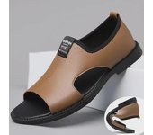 Sandalias y pantuflas romanas de cuero de moda para hombre: Calzado casual de playa de verano 43