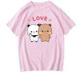 Camisetas Kawaii Bear Panda Bubu y Dudu, camisetas con la frase  Tomaos de la mano con amor , camisetas 100 % algodón, camisetas de manga corta con estampado para niñas, camisetas casuales lindas con cuello redondo XS negro