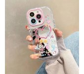 Funda de silicona suave con espejo de maquillaje y corazón para iPhone 12, 13, 14 y 15 Pro Max Plus For iPhone 15 promax