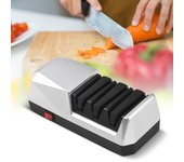 Afilador de cuchillos eléctrico multifuncional con ranuras de 3 etapas, sistema de afilado de cuchillos de cocina con EU Plug E003R negro/gris