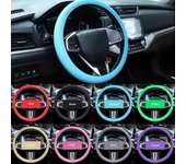 Funda universal de silicona para volante de coche, elástica, para decoración interior, multicolor, suave, antideslizante, A1F8 negro