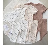 Pijama de lunares para niña, conjunto fino de verano para niños, ropa informal de dos piezas para el hogar 80cm blanco