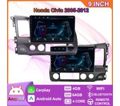 Radio Android para coche con Carplay para Honda Civic 2005-2012, reproductor multimedia de vídeo, navegación GPS, WIFI, 4 GB + 64 GB 2+32GB,A