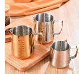 Jarra para espumar leche de acero inoxidable, Espumador plateado, recipiente para café con leche, jarra de Metal, taza de barista