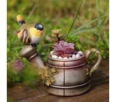 Maceta multifuncional de resina hecha a mano para añadir vitalidad, maceta para ducha de pájaros, suministros de jardín marrón