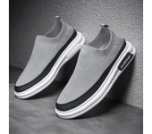 Zapatillas de deporte transpirables de verano sin cordones, zapatos de plataforma informales a la moda, mocasines tejidos para hombre, mocasines planos antideslizantes, zapatos casuales 39 negro