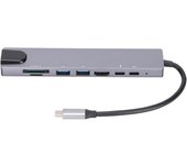 Concentrador USB multipuerto 8 en 1 Tipo C a interfaz multimedia HD USB 3.0 USB C RJ45 Tarjeta de memoria Concentrador USB C
