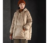 Chaqueta de plumón de pato blanco con capucha de moda de otoño e invierno, chaqueta de pan mediana y gruesa con doble cremallera para mujer, chaqueta de plumón cálida S blanco