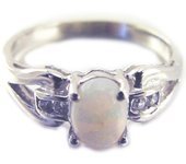 Bague Argent 'Déesse Opale' Blanc argenté (rhodié) - 7 mm 54 blanco