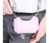 Jaula para mascotas, accesorios para cuerpo cruzado, diseño cilíndrico, bolsa de transporte para hámster de malla Visible portátil para viaje en casa, suave y práctica color rosa