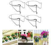 4 Unids Balcón Barandilla Maceta Titular Barandilla Flotante Maceta Estante Metal Interior Exterior Escaleras Verticales Colgante Maceta Clip Soporte 4pcs