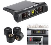 Sistema de monitoreo de presión de neumáticos TPMS externo inteligente para automóvil con pantalla LCD digital universal con carga USB y energía solar de 0,1 a 8 bares Black