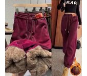 Pantalones cálidos de felpa gruesa de invierno para mujer, pantalones holgados, pantalones deportivos casuales, pantalones de chándal para mujer XXXXL rojo