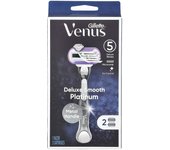 Gillette, Venus, Deluxe Smooth Platinum, 1 maquinilla de afeitar, 2 cartuchos