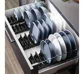 Estante retráctil para guardar platos y cuencos debajo de los gabinetes, estantes ajustables para platos de cocina, estantes para fregadero de encimera