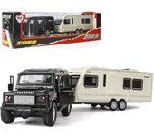 Remolque Land Rover a escala 1/32, remolque de plataforma plana, juguete modelo de coche fundido a presión, vehículo de juguete extraíble con sonido y luz para niños, colección de regalos para niños pequeños 1/32-31x6x5.2cm negro