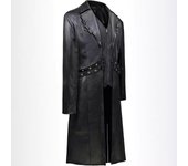 Chaquetas largas de cuero para hombre, abrigos de cuero PU ajustados e informales a la moda para otoño e invierno, rompevientos estilo punk para motocicleta de calle M negro