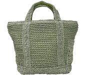 2819 Mini bolso de mano de papel ligero, tipo cesta para delicatessen, tejido a mano [Rootote] (menta) menta