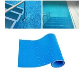 Alfombrilla para escalera de piscina, fácil de cortar, alfombrilla para escalón de piscina de PVC de partículas grandes con textura antideslizante para exteriores 60*23cm azul oscuro