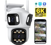 Tres lentes tres pantalla cámara PTZ con Wifi 6K 4K HD cámara IP al aire libre seguimiento automático cámara de videovigilancia CCTV P2P ICSEE 6K Camera